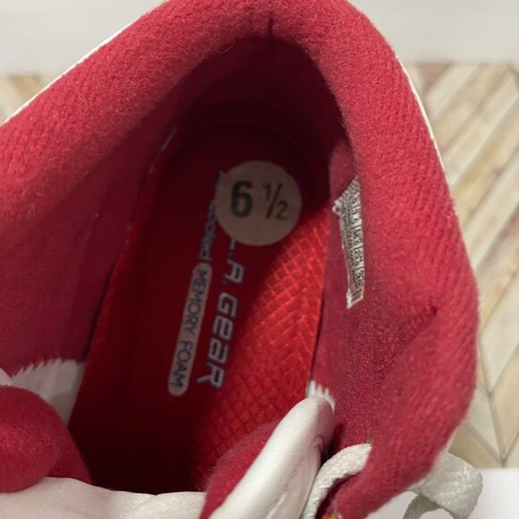 L.A Gear Skechers High-Top White Leather Sneakers With Red Blue Accents Size 6.5 - Picture 13 of 13